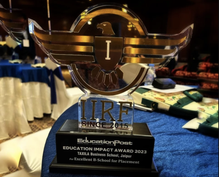 Taxila Business School Jaipur को शिक्षा में उत्कृष्टता के लिए IIRF Education Impact Award 2023 पुरस्कार से सम्मानित